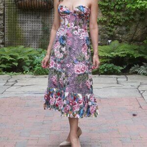 Absolutely Stunning! Carina Floral Embroidered Strapless Bustier Dress
